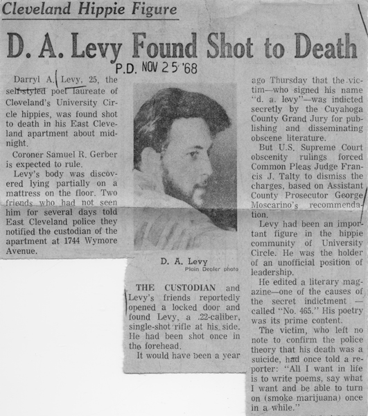d.a. levy suicide newspaper article